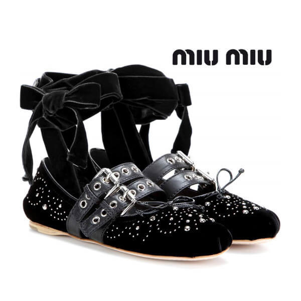 16AW MIU MIU ミュウミュウスーパーコピー ベルベットバレリーナ 5F690A3I16 005F0002